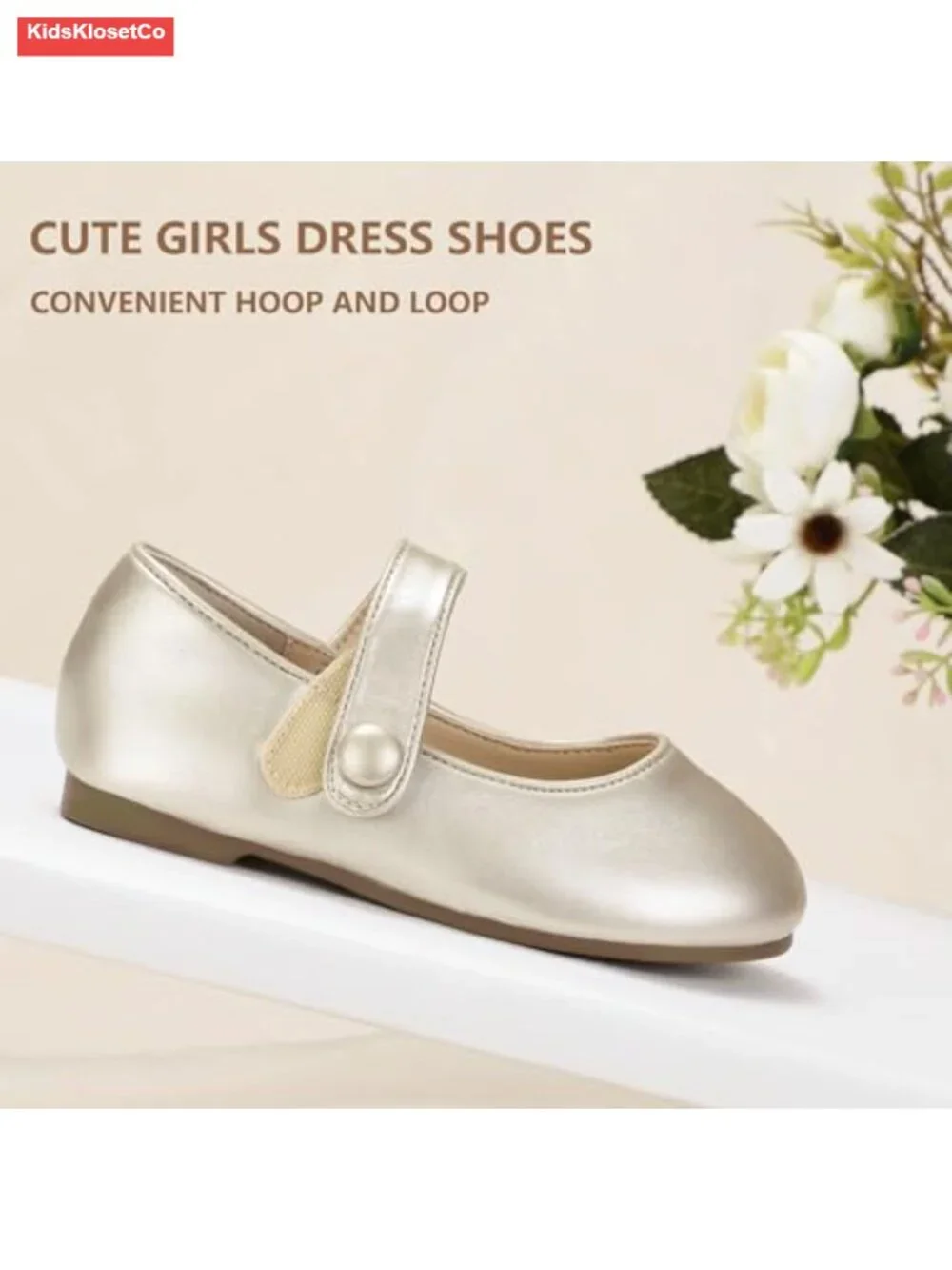 Toddler Girls Mary Jane Ballet Flats Flower Girl Dress Shoes with Hook & Loop